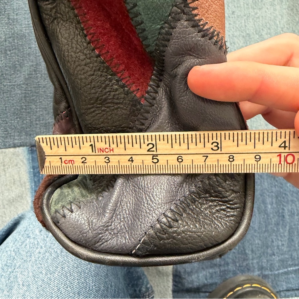 patchwork leather shoulder bag boho suede jewel t… - image 13